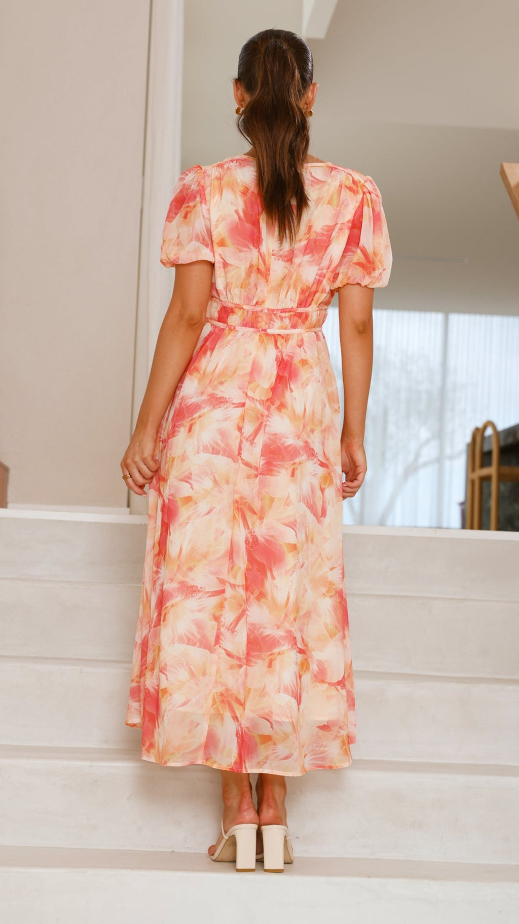 Talma Maxi Dress - Orange Floral - Billy J