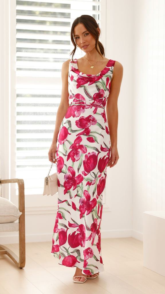 Alzira Maxi Dress - Pink Floral - Billy J