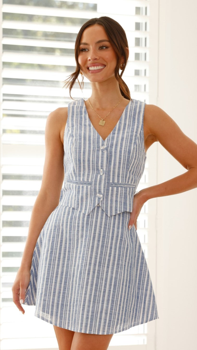 Evangeline Vest - Blue Stripe - Billy J