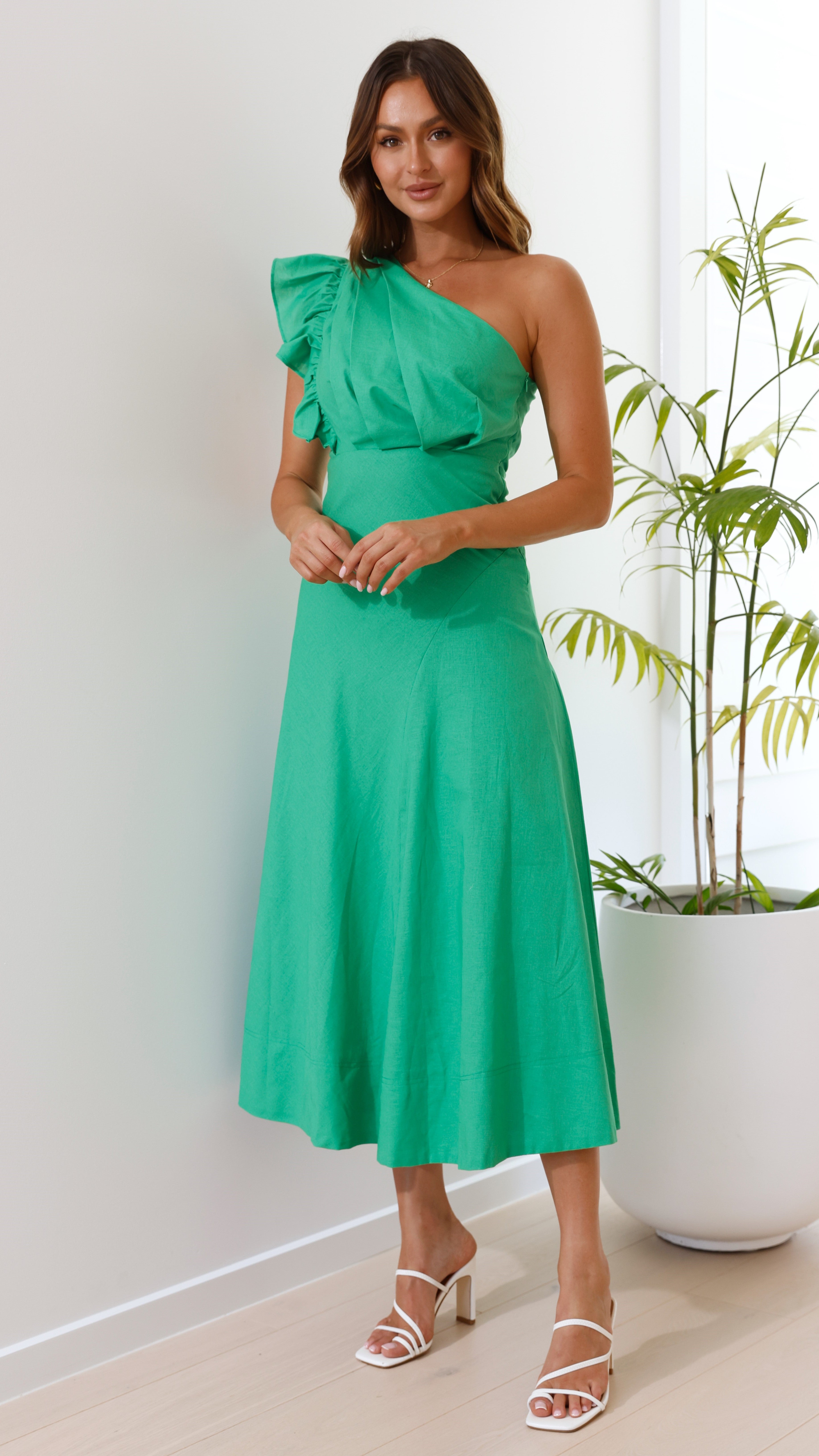 Stassie Midi Dress - Green - Billy J