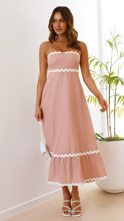 Load image into Gallery viewer, Brodey Midi Dress - Blush / White - Billy J
