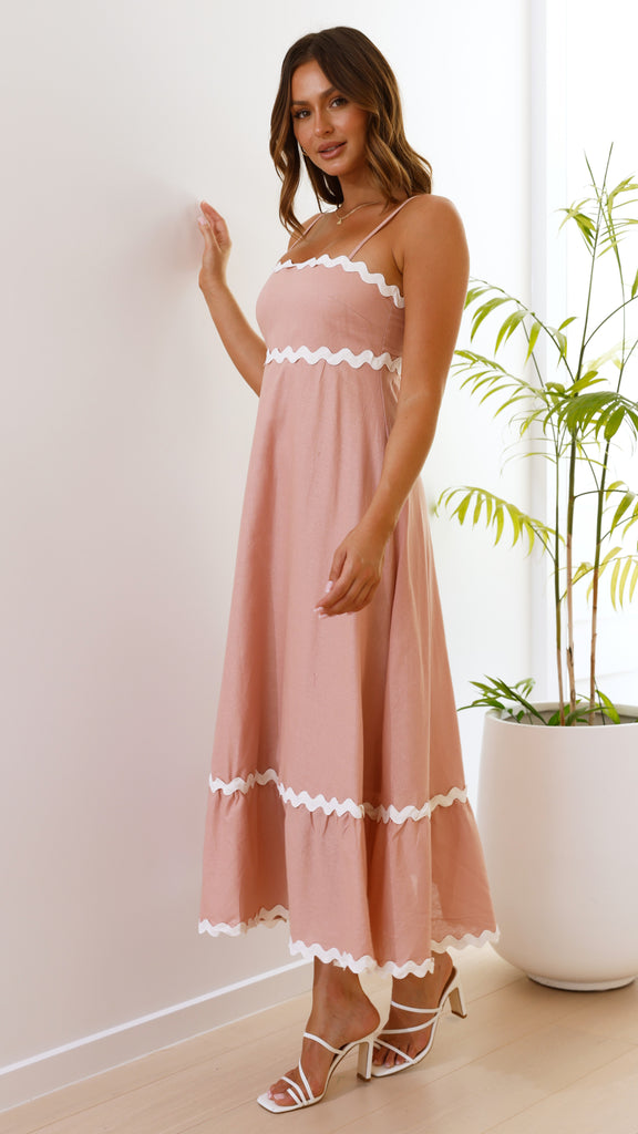 Brodey Midi Dress - Blush / White - Billy J