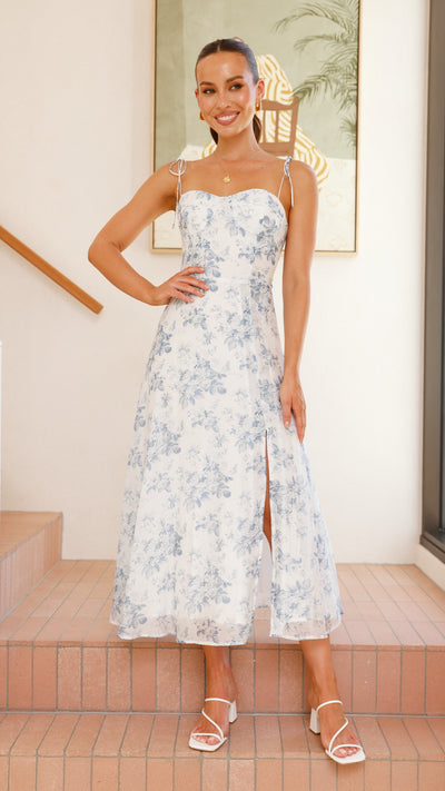 Load image into Gallery viewer, Kristy Maxi Dress - Blue Floral - Billy J
