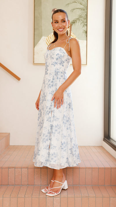 Load image into Gallery viewer, Kristy Maxi Dress - Blue Floral - Billy J
