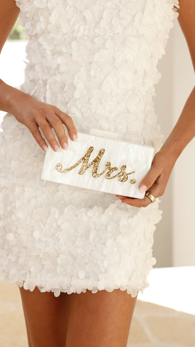 Load image into Gallery viewer, Mrs. Pearla Clutch - White/Gold - Billy J
