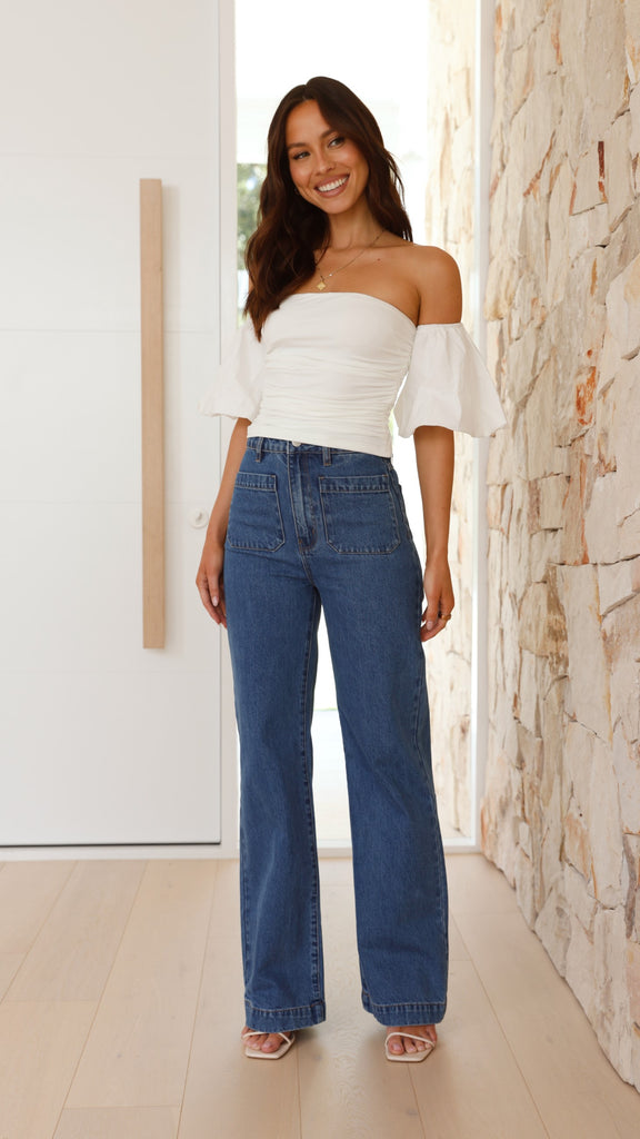 Florence Crop Top - White - Billy J