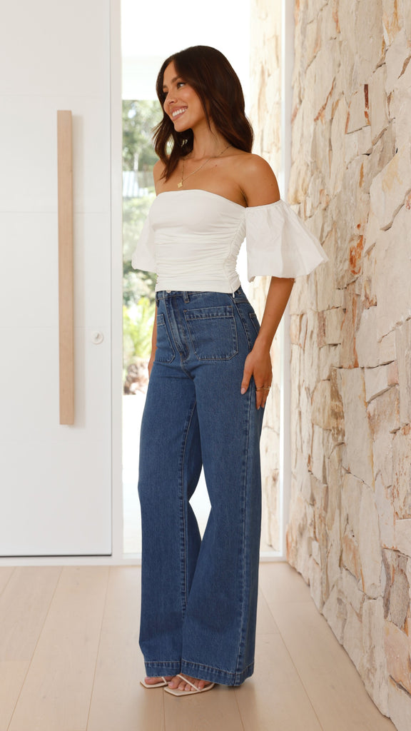 Florence Crop Top - White - Billy J