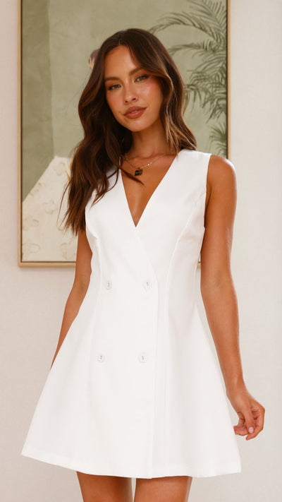 Load image into Gallery viewer, Hani Mini Dress - White - Billy J
