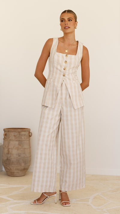 Load image into Gallery viewer, Obelia Pants - Beige / White Check - Billy J
