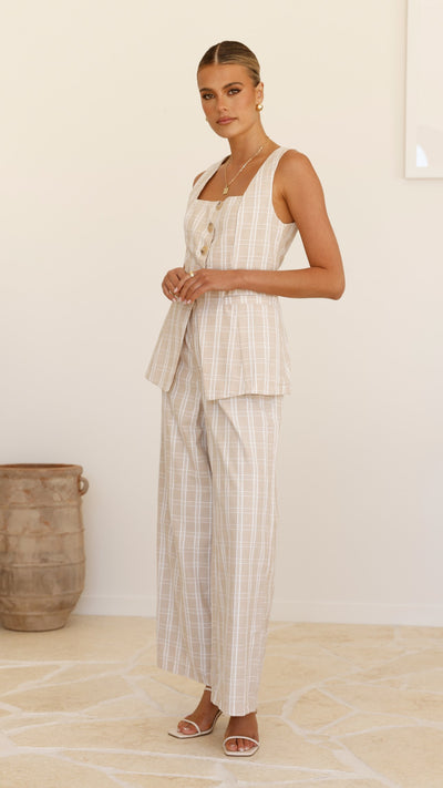 Load image into Gallery viewer, Obelia Pants - Beige / White Check - Billy J
