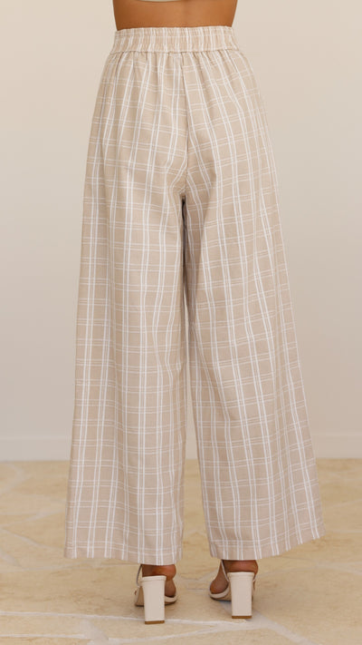 Load image into Gallery viewer, Obelia Pants - Beige / White Check - Billy J
