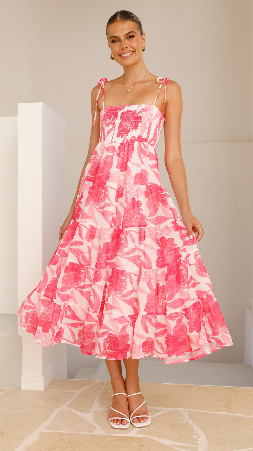 Gwynne Maxi Dress - Pink Print - Billy J