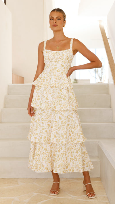 Load image into Gallery viewer, Page Maxi Dress - Yellow Floral - Billy J
