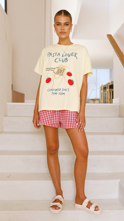 Load image into Gallery viewer, Pasta Lover Top and Shorts Set - Yellow/Red - Billy J
