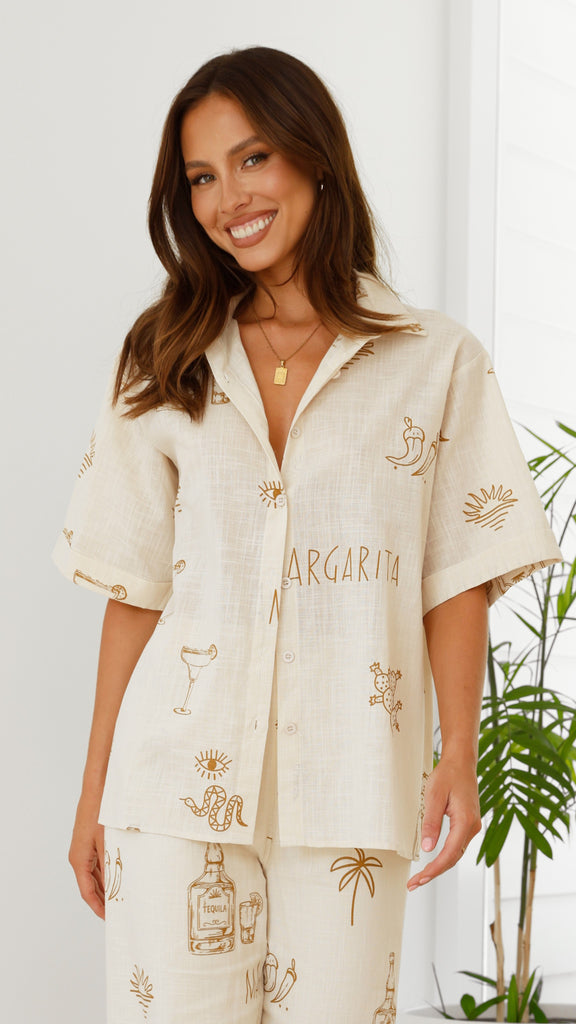 Bailie Shirt and Pants Set - Beige / Tan Margarita - Billy J