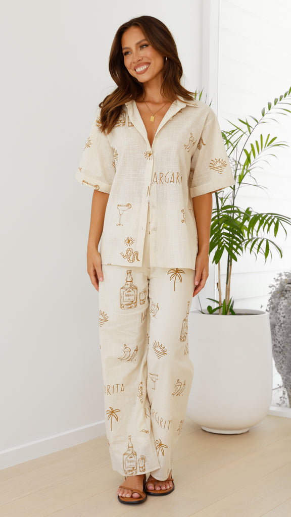 Bailie Shirt and Pants Set - Beige / Tan Margarita - Billy J