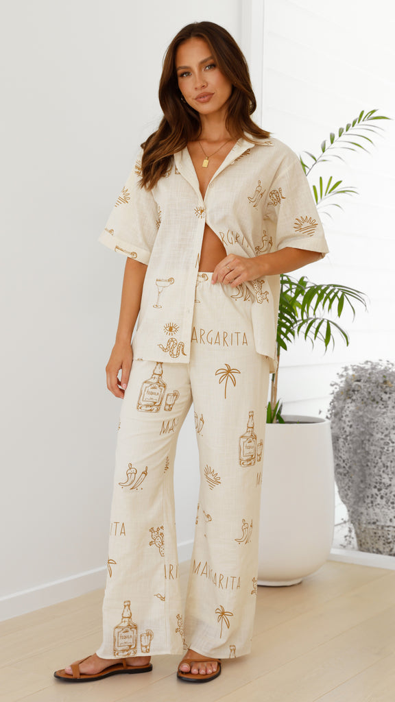 Bailie Shirt and Pants Set - Beige / Tan Margarita - Billy J