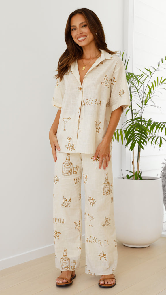 Bailie Shirt and Pants Set - Beige / Tan Margarita - Billy J