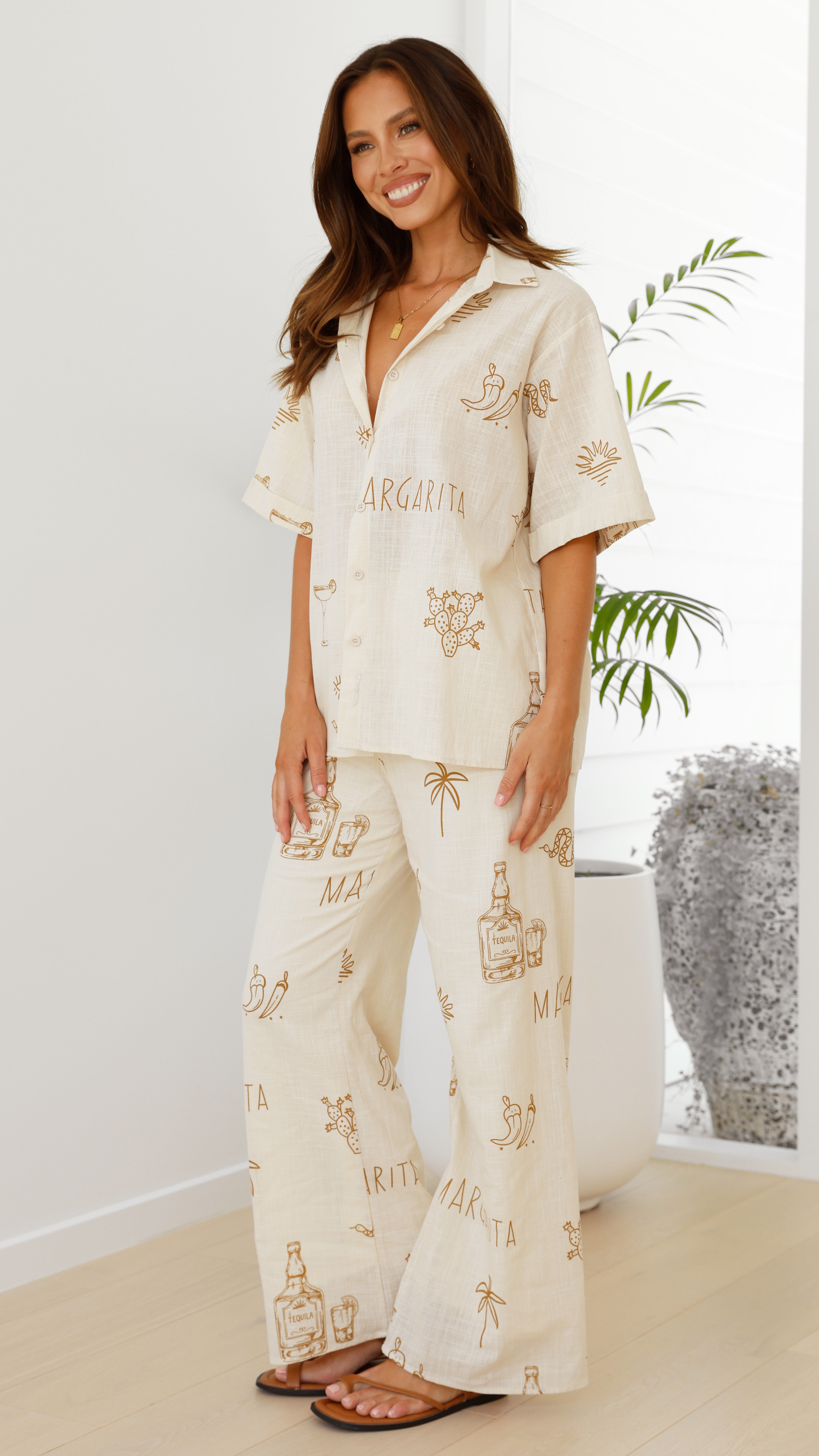 Bailie Shirt and Pants Set - Beige / Tan Margarita - Billy J