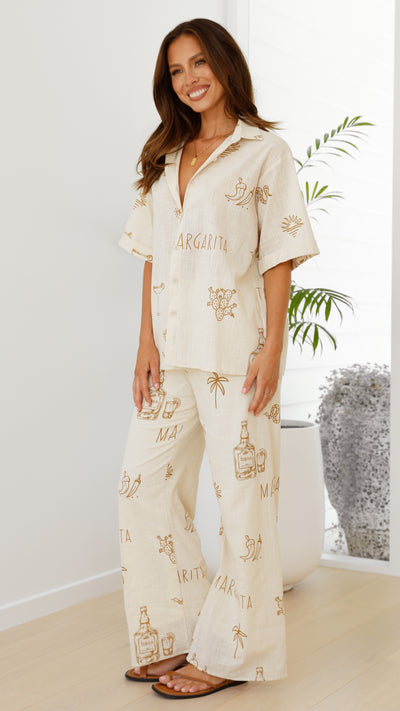 Load image into Gallery viewer, Bailie Shirt and Pants Set - Beige / Tan Margarita - Billy J
