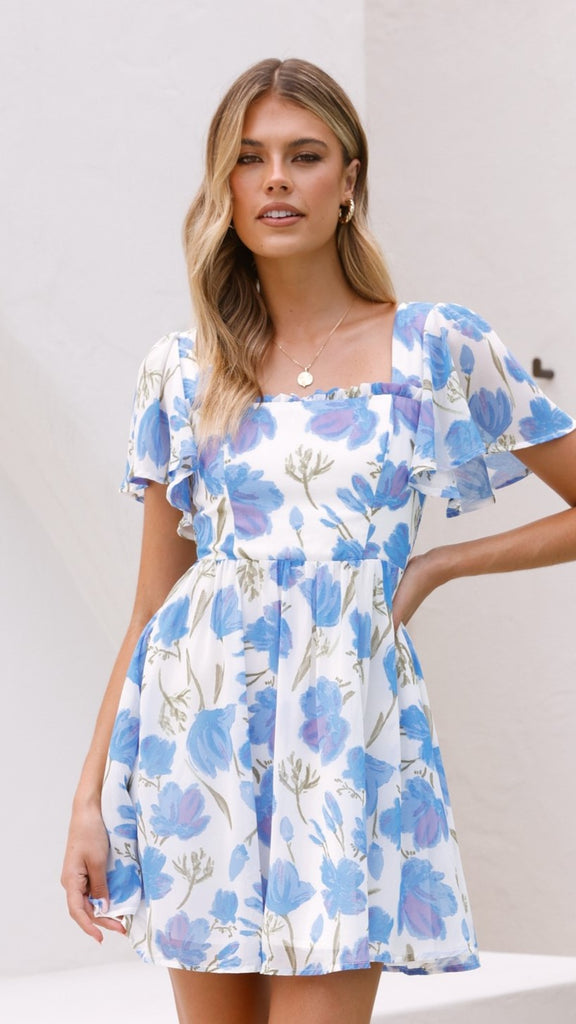 Pasha Mini Dress - Blue Bell Floral - Billy J