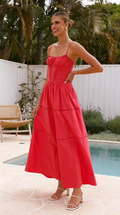 Load image into Gallery viewer, Isabella Maxi Dress - Red - Billy J
