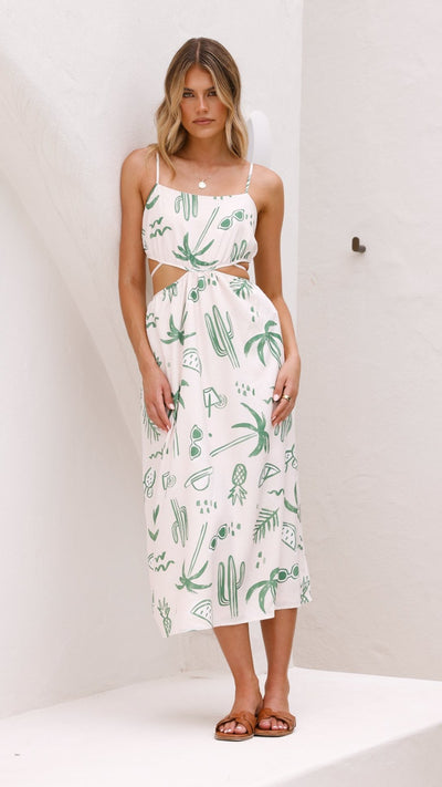 Load image into Gallery viewer, Sachi Midi Dress - Green Palm - Billy J
