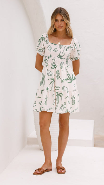 Load image into Gallery viewer, Zada Mini Dress - Green Palm - Billy J
