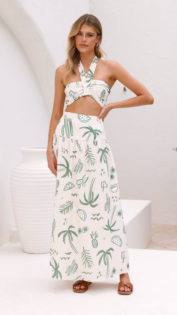 Zafrina Halter Top - Green Palm - Billy J