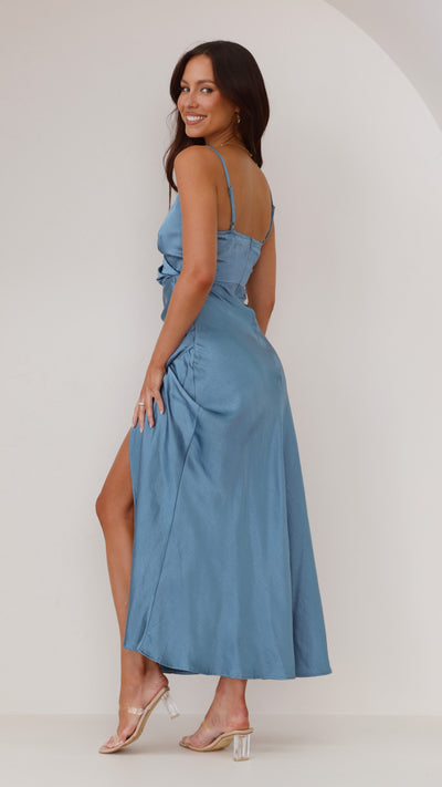 Load image into Gallery viewer, Elsa Midi Dress - Steel Blue - Billy J
