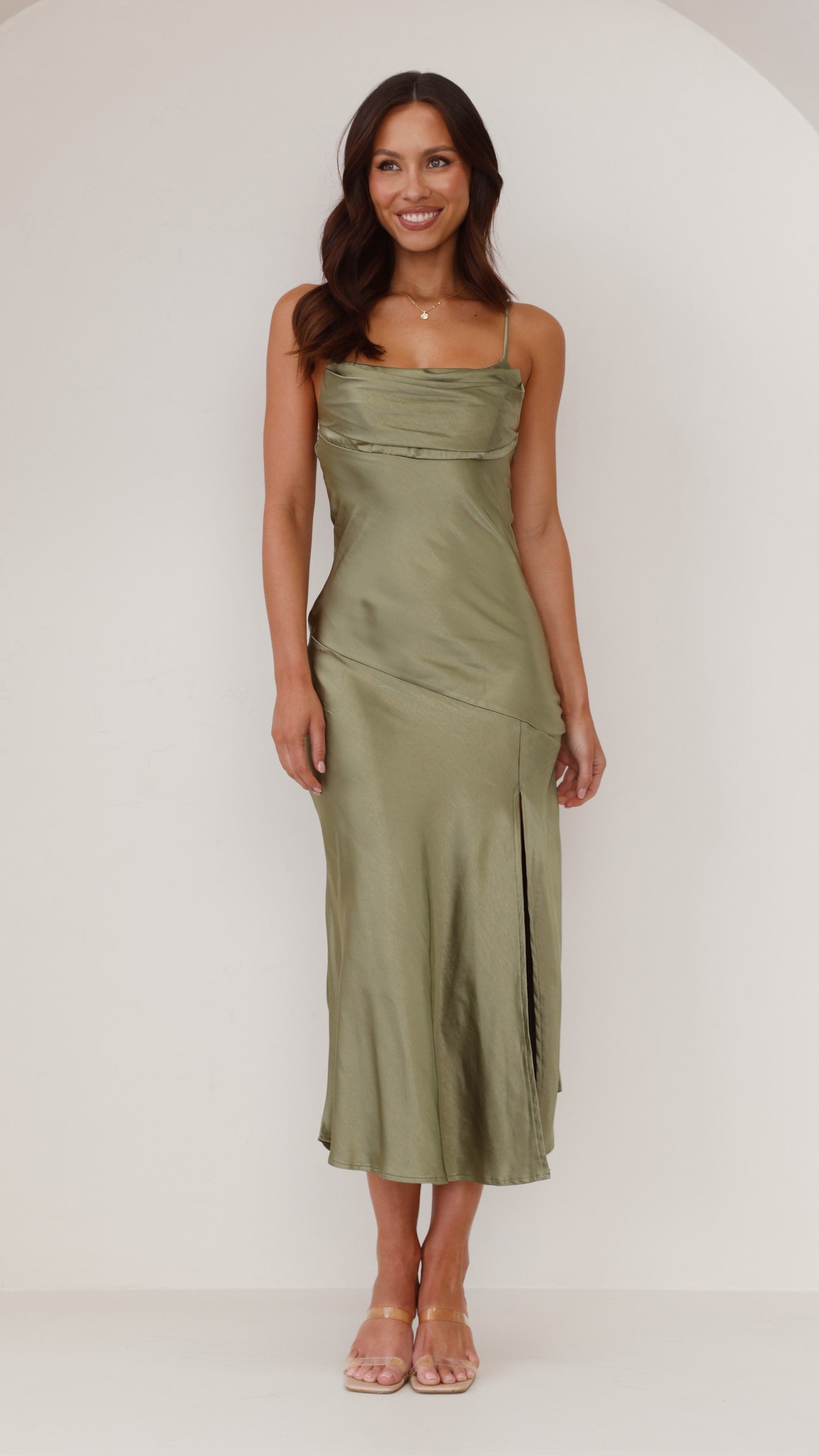 Celina Midi Dress - Olive - Billy J