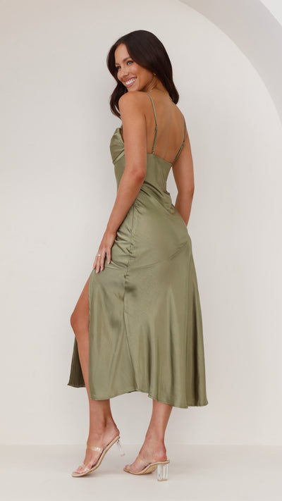 Load image into Gallery viewer, Celina Midi Dress - Olive - Billy J
