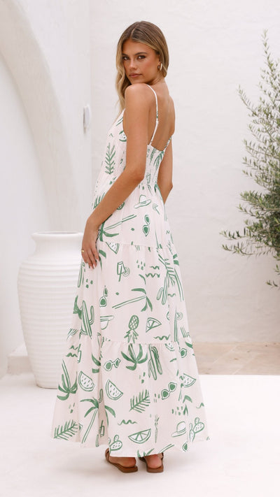 Load image into Gallery viewer, Kyla Maxi Dress - Green Palm - Billy J
