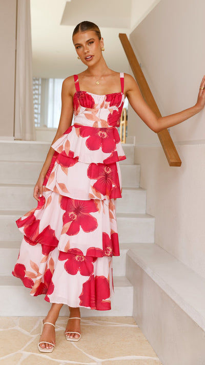 Load image into Gallery viewer, Page Maxi Dress - Red Floral - Billy J
