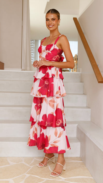 Load image into Gallery viewer, Page Maxi Dress - Red Floral - Billy J
