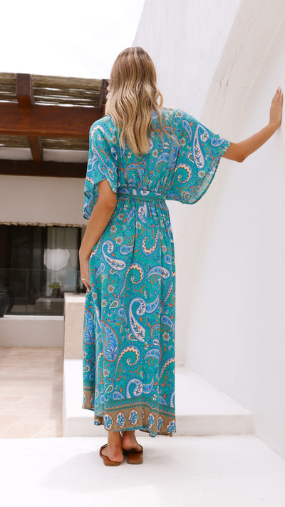 Load image into Gallery viewer, Fields Maxi Dress - Green Print - Billy J
