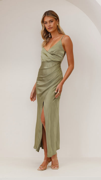 Load image into Gallery viewer, Elsa Midi Dress - Olive - Billy J
