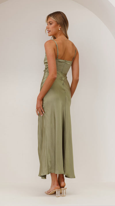 Load image into Gallery viewer, Elsa Midi Dress - Olive - Billy J
