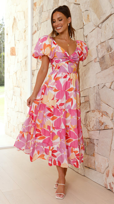 Load image into Gallery viewer, Zahrah Maxi Dress - Pink / Lilac Floral - Billy J
