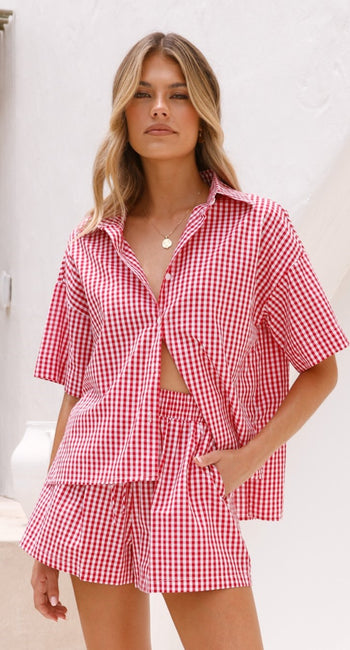 Alma Shirt - Red Gingham