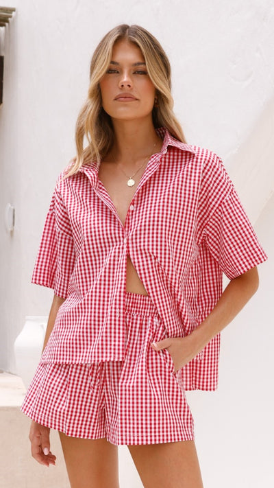 Load image into Gallery viewer, Alma Shirt - Red Gingham - Billy J
