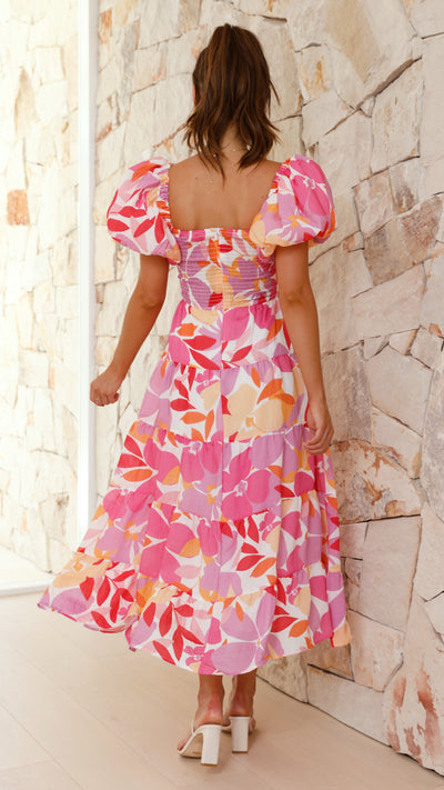 Load image into Gallery viewer, Zahrah Maxi Dress - Pink / Lilac Floral - Billy J
