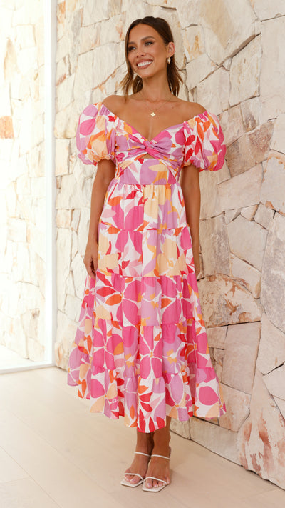 Load image into Gallery viewer, Zahrah Maxi Dress - Pink / Lilac Floral - Billy J
