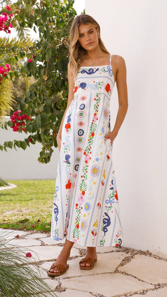 Mgra Maxi Dress - Blue Print - Billy J