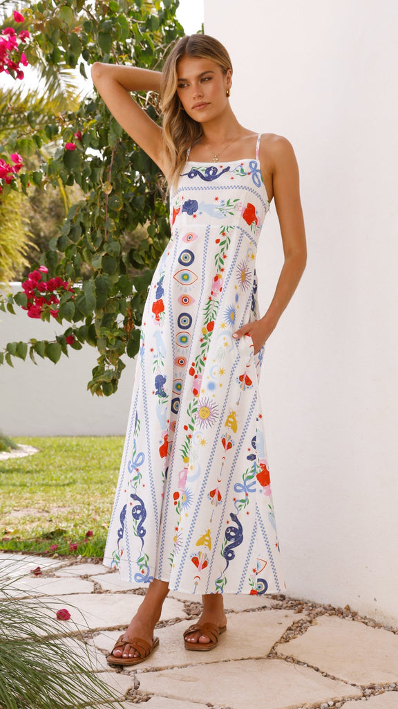 Mgra Maxi Dress - Blue Print - Billy J