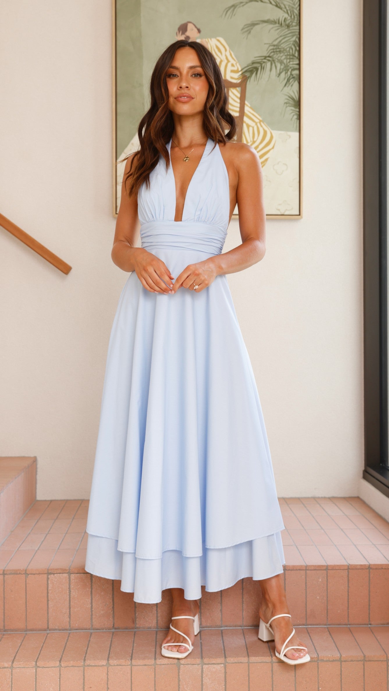 Kathy Halter Neck Maxi Dress - Light Blue - Buy Women's Maxi
