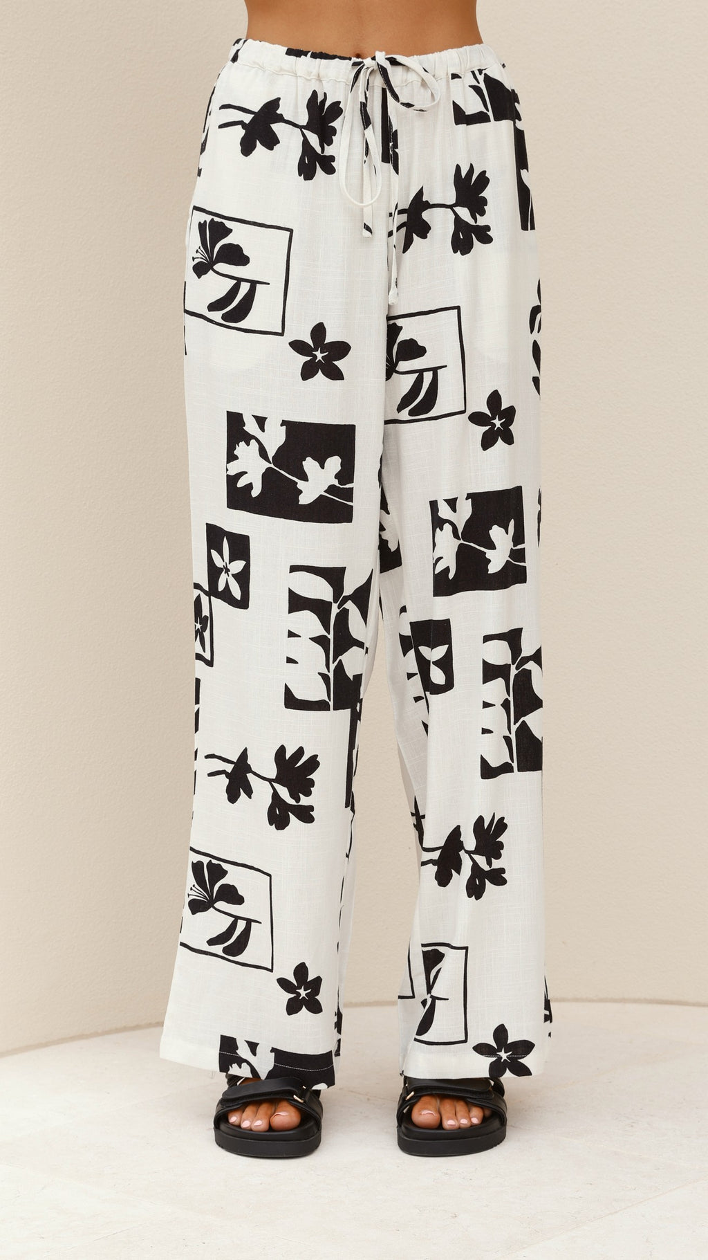 Samaya Pants - White/Black Print - Billy J