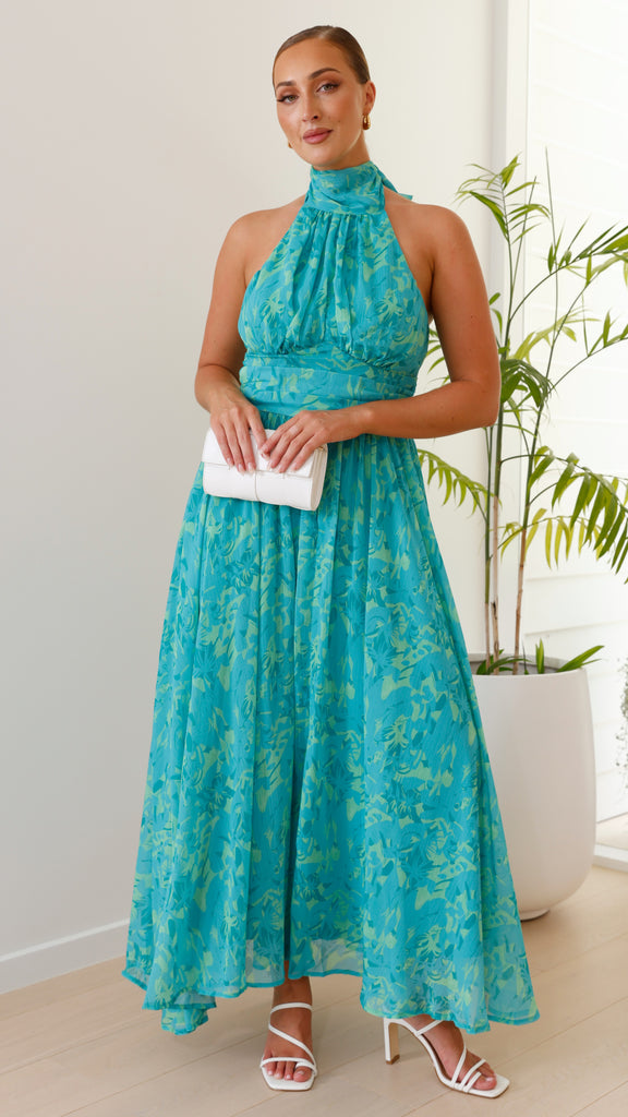 Zahava Maxi Dress - Green Floral - Billy J