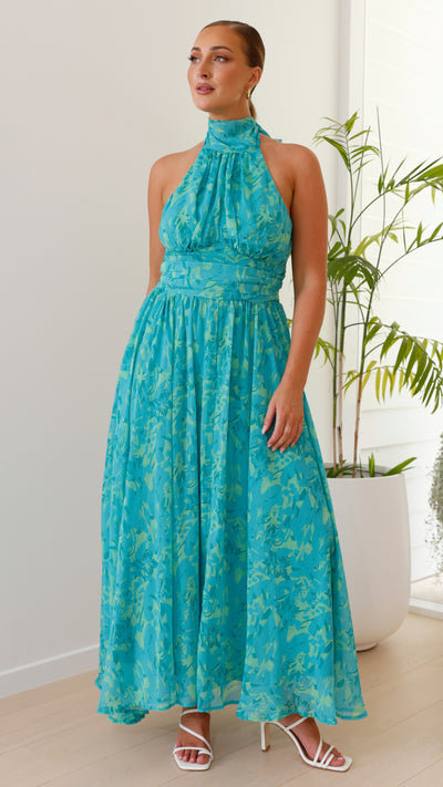 Load image into Gallery viewer, Zahava Maxi Dress - Green Floral - Billy J
