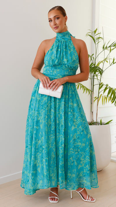 Load image into Gallery viewer, Zahava Maxi Dress - Green Floral - Billy J
